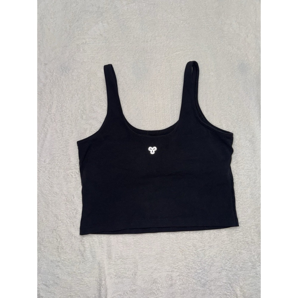 TNA Action Womens Black Scoop Neck Crop Tank Top Activewear Size Large